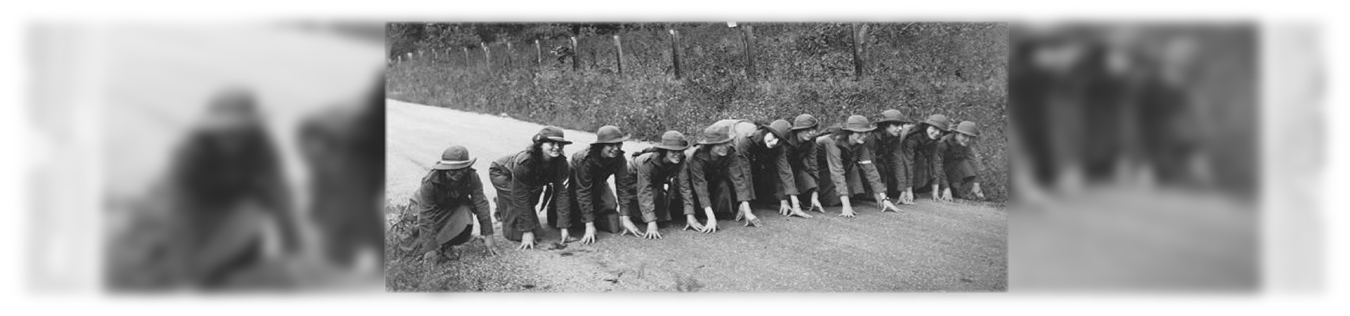  historic photo of girls scouts about to run a race 